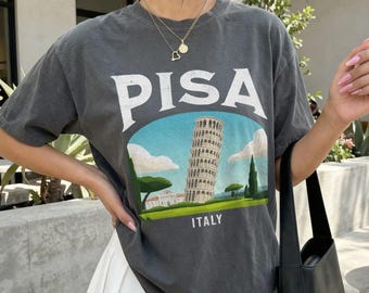 Pisa Italy Vintage Travel Poster T-Shirt, Comfort Colors Shirt