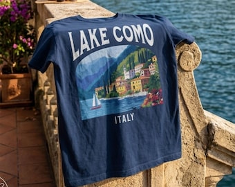 Lake Como Italy Vintage Travel Poster T-Shirt, Comfort Colors Shirt