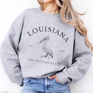 Louisiana Pullover Sweatshirt, Louisiana Crewneck, Louisiana Souvenir Gift, Travel Sweater, The Pelican State