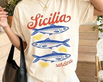 Sicilia Sardina Sicily Sardine Lemon Graphic T-Shirt