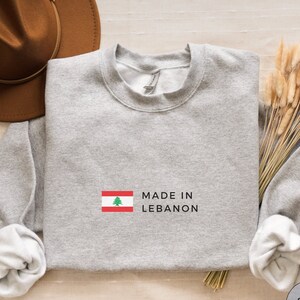 Made in Lebanon Pullover Sweatshirt, Lebanon Hoodie, Lebanon Shirt, Lebanon Souvenir Gift, Lebanon Flag, Unisex Sweatshirt