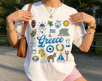 Greece Icons Graphic T-Shirt