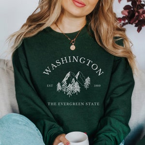 Washington Sweatshirt, Washington Crewneck, Washington Gift, Washington Pullover, Washington Souvenir, Travel Sweater, The Evergreen State