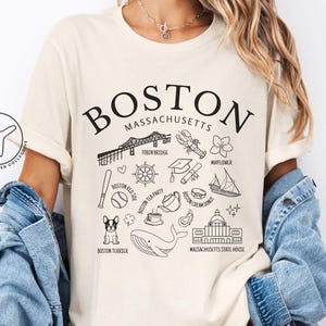 Boston Shirt, Boston MA T-Shirt, Boston T-Shirt, Boston Doodle Grafik, Massachusetts, Ostküstenreise, Reise Geschenkidee, Unisex T-Shirt