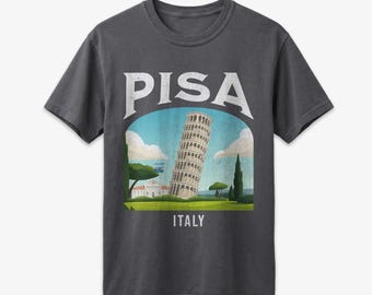 Pisa Italy Vintage Travel Poster T-Shirt, Comfort Colors Shirt