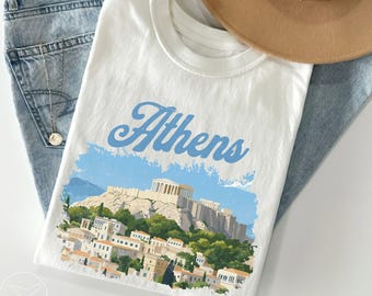 Athens Greece Acropolis Vintage Illustration Graphic T-Shirt