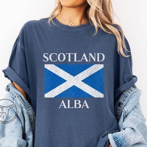 Vintage Distressed Scotland Shirt, Scottish Flag Graphic T-Shirt Gift, United Kingdom Trip Souvenir, Comfort Colors Tee