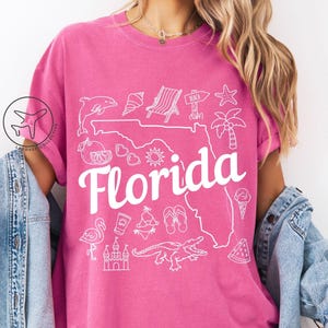Florida Doodle Shirt, Florida State Map Graphic T-Shirt, Comfort Colors Tee