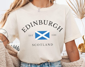 Camiseta de Edimburgo, Escocia, con la bandera escocesa, regalo de viaje al Reino Unido
