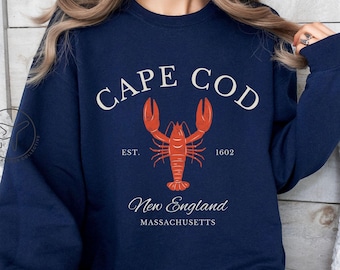 Cape Cod Sweatshirt, Lobster Graphic, New England Crewneck
