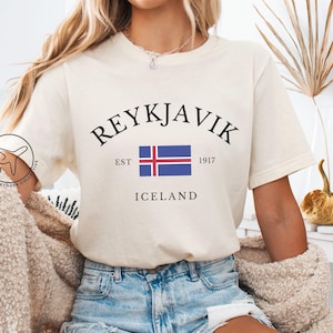 Reykjavik Shirt, Iceland T-Shirt, Iceland Gift, Icelandic Flag Gift, Travel Sweatshirt, Comfortable Unisex Pullover