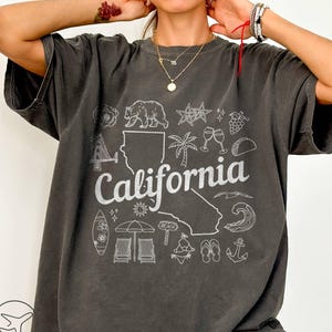California T-Shirt, California State Map Shirt, California Bear Tee, California CA Souvenir Gift, Comfort Colors Shirt