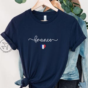 France Flag T-Shirt, Unisex French Heart Tee, Minimalist France Shirt, Paris Travel Gift, France Souvenir Shirt