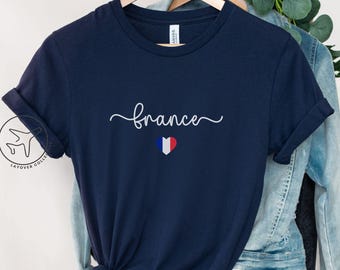 France Flag Heart T-Shirt, French Souvenir Tee