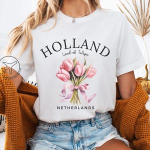 Holland Tulips Shirt, Netherlands Tshirt, Netherlands Tee, Dutch Windmill Travel Gift, Netherlands Souvenir