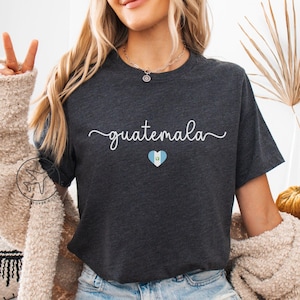 Guatemala Shirt, Heart Flag Guatemala T-Shirt, Minimalist Guatemalan Tee, Latin Heritage Gift, Travel Souvenir, Unisex Top