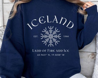 Iceland Sweatshirt, Norse Symbol, Unisex Travel Pullover