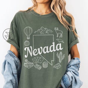 Nevada Doodle Shirt, Nevada State Map Graphic T-Shirt, Comfort Colors Tee