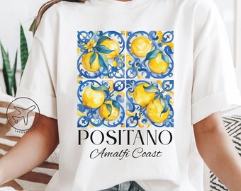 Positano Lemon Tile T-Shirt, Amalfi Coast Italia Tee