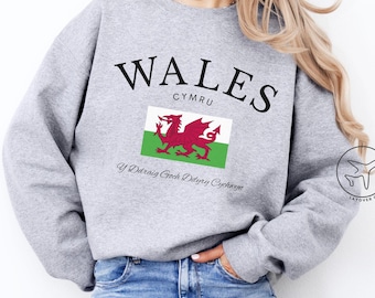 Wales Sweatshirt, Welsh Dragon Crewneck, Cymru Pride