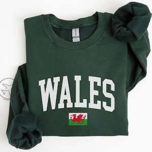 ウェールズドラゴンクルーネックスウェットシャツ、ウェールズフラッグプルオーバー、ヘリテージトップ
