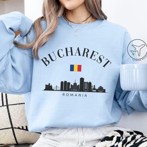 Bucharest Romania Sweatshirt, Bucharest Romania Shirt, Romanian Flag Souvenir for Travel Lovers, Romania Sweater