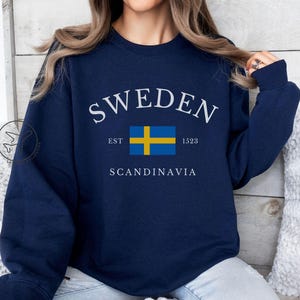 Sweden Sweatshirt, Sweden Sweater, Sweden Shirt, Swedish Flag Gift, Travel Gift Ideas for Scandinavia Lovers, Stockholm Sweden Souvenir