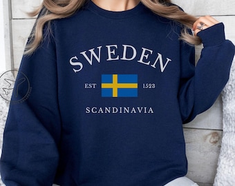 Sweden Sweatshirt, Sweden Sweater, Sweden Shirt, Swedish Flag Gift, Travel Gift Ideas for Scandinavia Lovers, Stockholm Sweden Souvenir