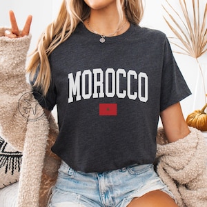 Morocco Flag T-Shirt, Moroccan Pride Tee, Red Green Star Shirt, North Africa Tee, Travel Gift from Morocco