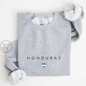 Minimalist Honduras Sweatshirt, Heart Honduras Flag Sweater, Honduran Pride Crewneck, Simple Honduras Gift, Travel Souvenir