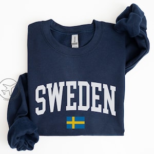 Sweden Flag Crewneck Sweatshirt, Swedish Pullover, Travel Gift for Scandinavia Lovers, Minimalist Country Flag Shirt, Unisex Sweden Top