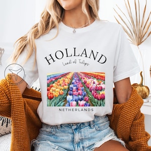 Holland Tulips Shirt, Netherlands Tshirt, Netherlands Tee, Dutch Windmill Travel Gift, Netherlands Souvenir