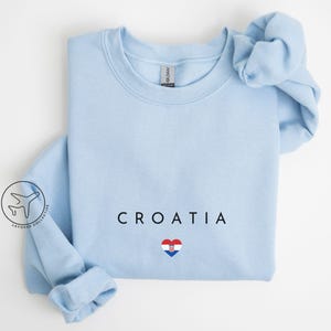 Croatia Heart Sweatshirt, Croatian Flag Crewneck, Travel Gift for Balkan Lovers, Minimalist Country Pride Shirt
