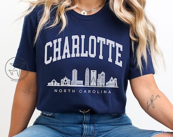 Charlotte NC Skyline-T-shirt, Queen City Souvenir-T-shirt
