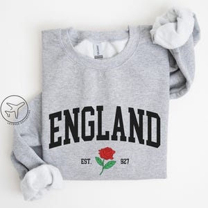 England Collegiate Sweatshirt, English Rose Crewneck, England UK Travel Gift, Comfortable Unisex Pullover