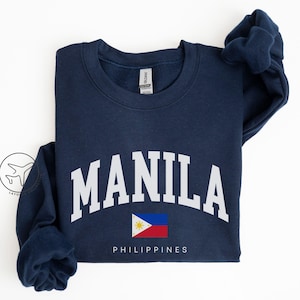 Manila Philippines Sweatshirt, Collegiate Flag Crewneck, Filipino Heritage Gift, Manila Travel Sweater, Unisex Pullover