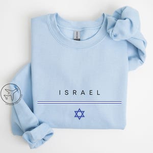 Israel Flagge Sweatshirt, Israelischer Stolz Rundhalsausschnitt, Davidstern Pullover, Israel Reisegeschenk, Minimalistischer Flaggen Pullover, Jüdisches Erbkleid