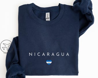 Heart Nicaragua Flag Sweatshirt, Pride Crewneck