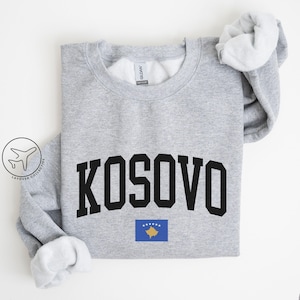 Kosovo Sweatshirt, Kosova Flag Crewneck, Travel Gift for Balkan Lovers, Minimalist Country Flag Pullover, Kosovar Pride Shirt