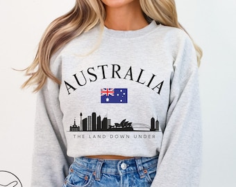 Australia Skyline Sweatshirt, Australian Flag Pullover, Aussie Travel Gift