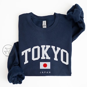 Tokyo Sweatshirt, Japan Flag Collegiate Crewneck, Tokyo Gift, Japanese Streetwear Style, Japan Travel Pullover, Unisex Sweater