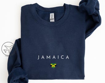 Sudadera Jamaicana, cuello redondo minimalista con la bandera jamaiquina, regalo de viaje al Caribe, jersey unisex de Jamaica