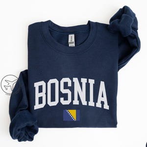 Bosnia Flag Crewneck Sweatshirt, Bosnia and Herzegovina Pullover, Travel Gift for Balkan Lovers, Minimalist Country Flag Shirt