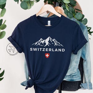 Switzerland Shirt, Swiss Mountains Tshirt, Travel Gift for Switzerland, Swiss Flag Travel Souvenir, Europe Trip Gift Idea