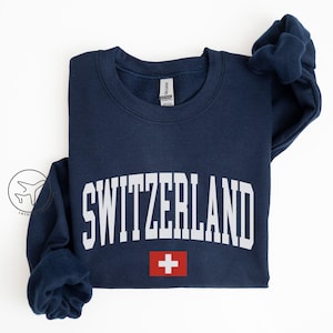 Switzerland Flag Crewneck Sweatshirt, Swiss Pullover, Travel Gift for Alps Lovers, Minimalist Country Flag Shirt