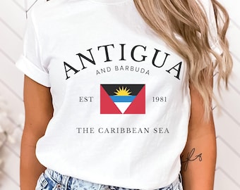 Chemise Antigua-et-Barbuda, t-shirt drapeau d'Antigua, souvenir de voyage dans les Caraïbes