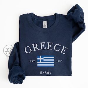 Greece Sweatshirt, Greece Shirt, Greece Crewneck Pullover, Greece Travel Gift Idea for Europe Trip, Greek Flag Souvenir, Greece Vacation