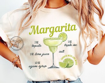 Margarita Recipe Graphic Tee, Tequila Cocktail Shirt