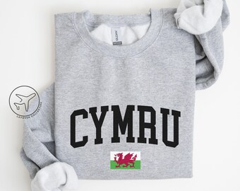 Sudadera de cuello redondo Wales Cymru, recuerdo de la bandera galesa