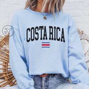 Costa Rica Sweatshirt, Costa Rican Flag Crewneck, College Style Costa Rica Pullover, Central America Travel Gift, Unisex Sweater
